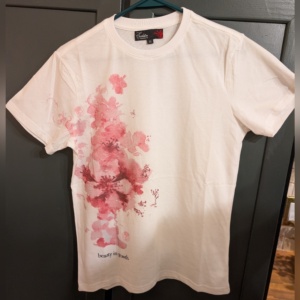 Elegant White and Pink Floral Men's Tee